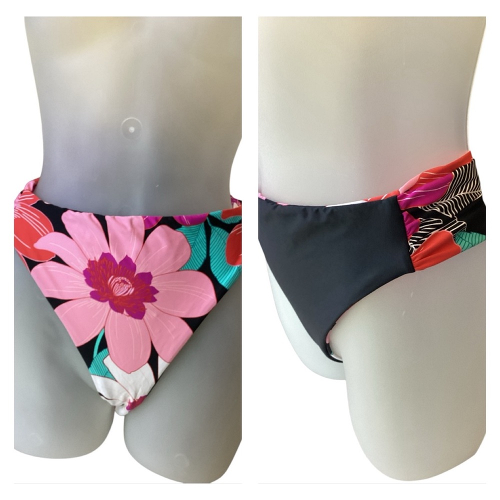 La Blanca Reversible Floral & Black High-Waisted Bikini Bottom (S2)